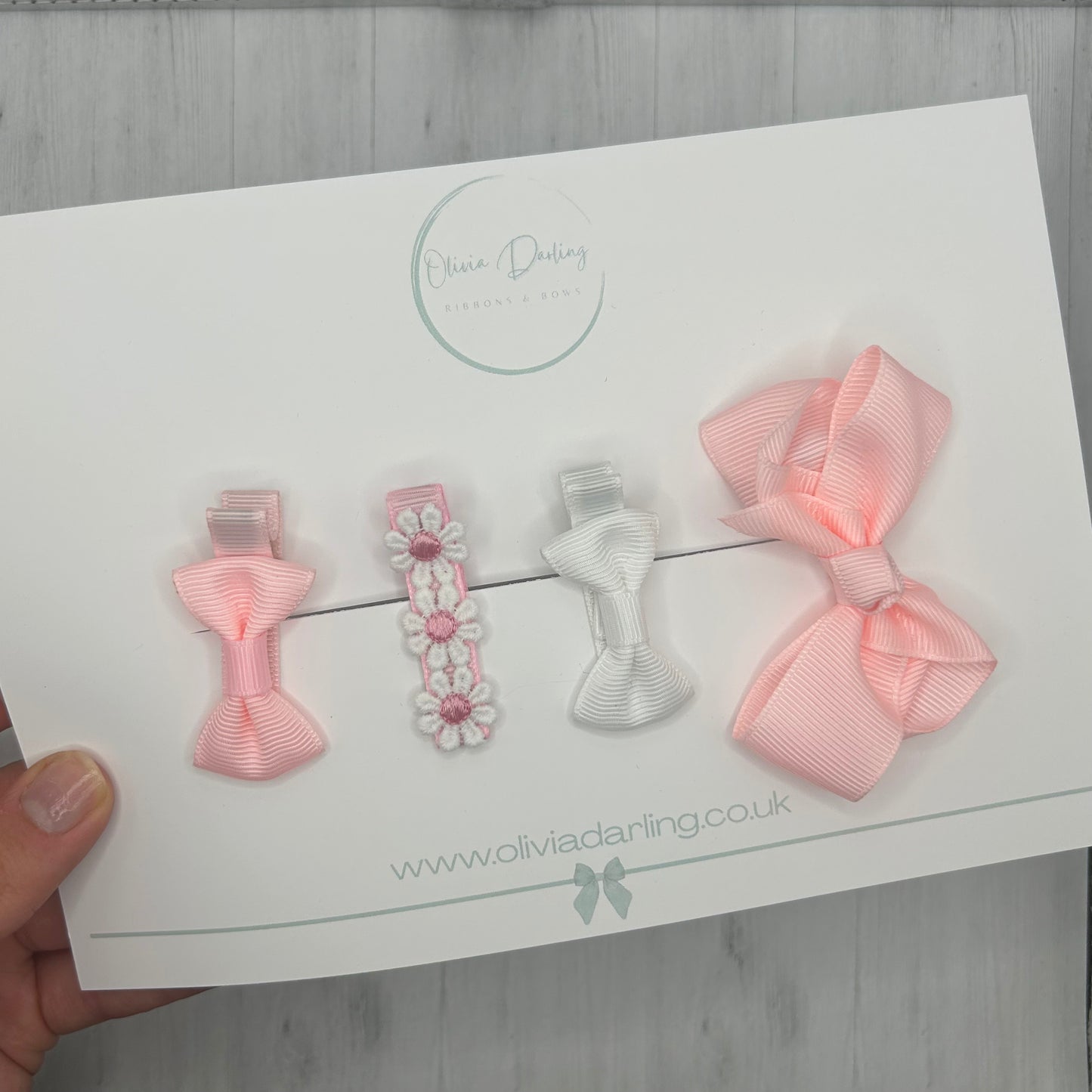 Dainty Clip Set - Pink and White